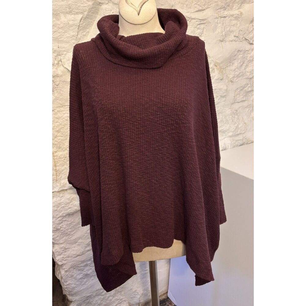 Free People Beach World Traveler Cowl Neck Sweater Plum Open Back S Coastal Boho